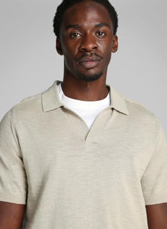 CALVIN KLEIN Knitted Slub Texture Polo Short Sleeve Jumper  - Image 3