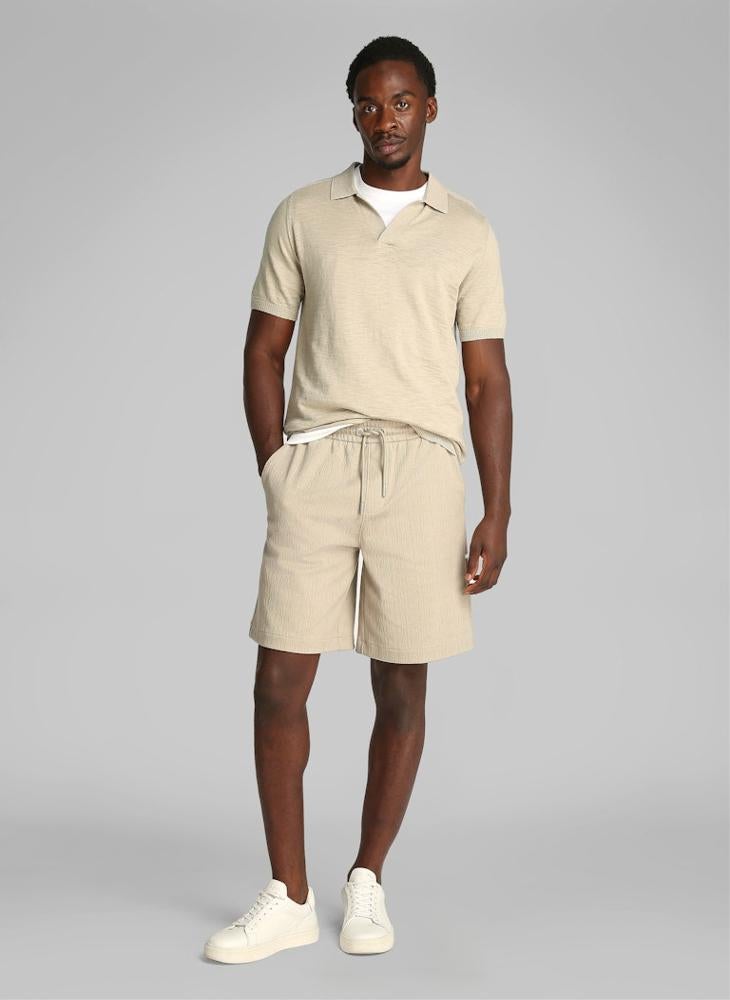 CALVIN KLEIN Knitted Slub Texture Polo Short Sleeve Jumper  - Image 4