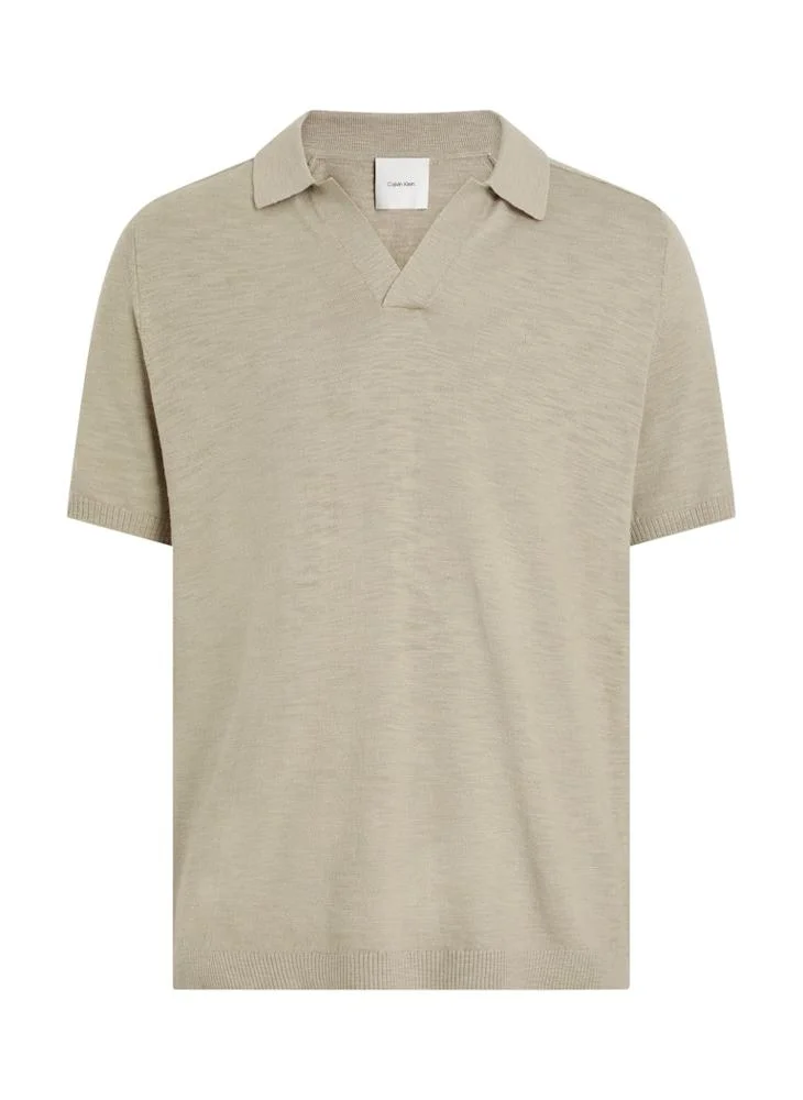 كالفن كلاين Knitted Slub Texture Polo Short Sleeve Jumper