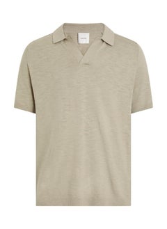CALVIN KLEIN Knitted Slub Texture Polo Short Sleeve Jumper  - Image 5