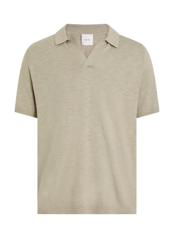 CALVIN KLEIN Knitted Slub Texture Polo Short Sleeve Jumper  - Image 5