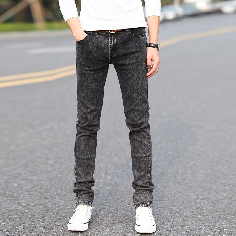 Generic Spring and Summer Stretch Jeans Mens Slim-fit Skinny Pants 2023 New Korean Fashionable Casual Mens Trousers 811# Dark snowflake 