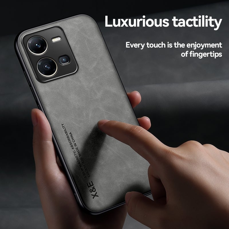 BURAQ Case Cover For vivo iQOO Z10 Turbo / Z10 Turbo Pro Skin Feel Magnetic Leather Back Phone Case(Light Grey) - Image 5