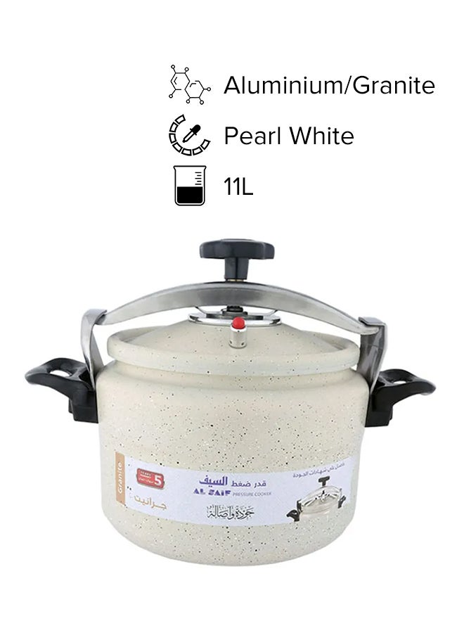 Alsaif Al Saif Aluminium Granite Pressure Cooker Pearl White 11Liters - Image 1