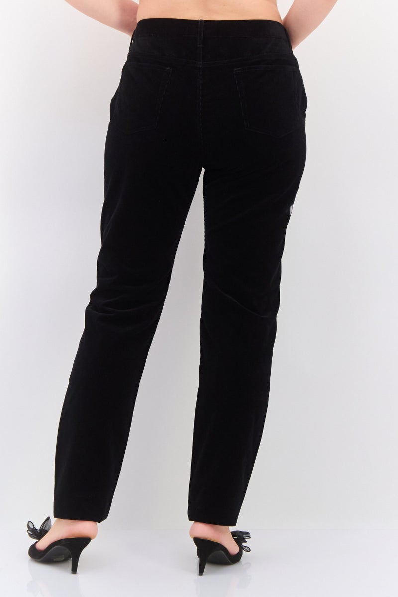 A.P.C. Women Solid Non Stretch Corduroy Pants, Black - Image 3