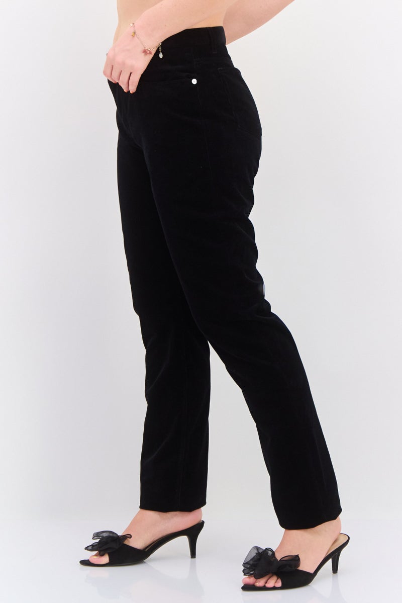 A.P.C. Women Solid Non Stretch Corduroy Pants, Black - Image 2