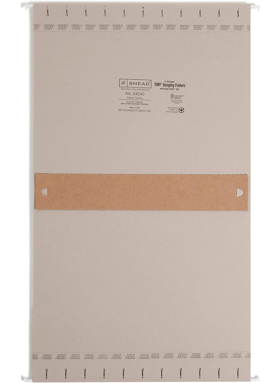 Smead - Smead TUFF Extra Capacity Box Bottom Hanging Folder 2 Expansion 13Cut Easy Slide Tab Letter Size Steel Gray 18 Per Box 64240 - Image 1