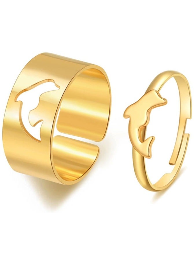 خاتمين أنيقين ومميزين بتصميم دولفين اكسسوار نسائي رائع - Image 3