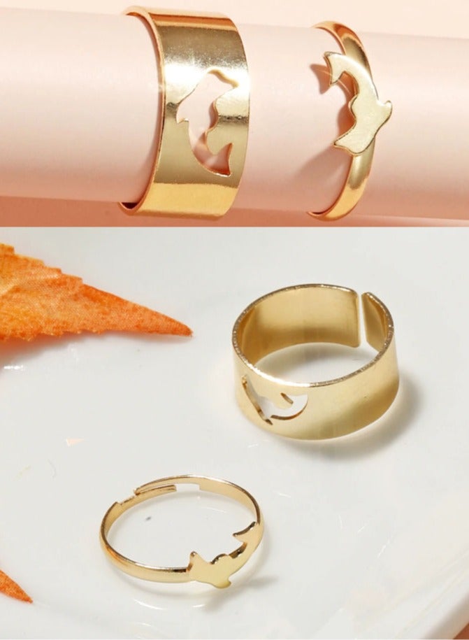 خاتمين أنيقين ومميزين بتصميم دولفين اكسسوار نسائي رائع - Image 1