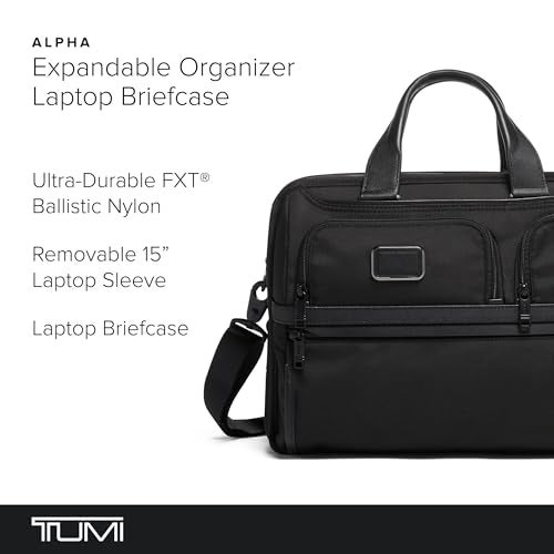 TUMI Alpha Expandable Organizer Laptop Briefcase - 15-Inch Laptop Briefcase Organizer for Men & Women - Travel Laptop Bag - Black - Image 2