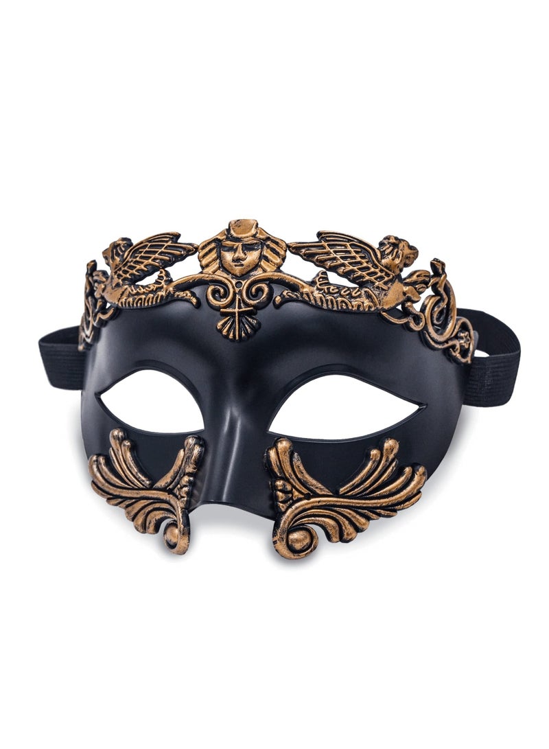 Masquerade Mask for Men - Roman Greek Venetian Half Face Mask, Mascarade Ball Mardi Gras and Cosplay Party (Black Gold) - Image 1