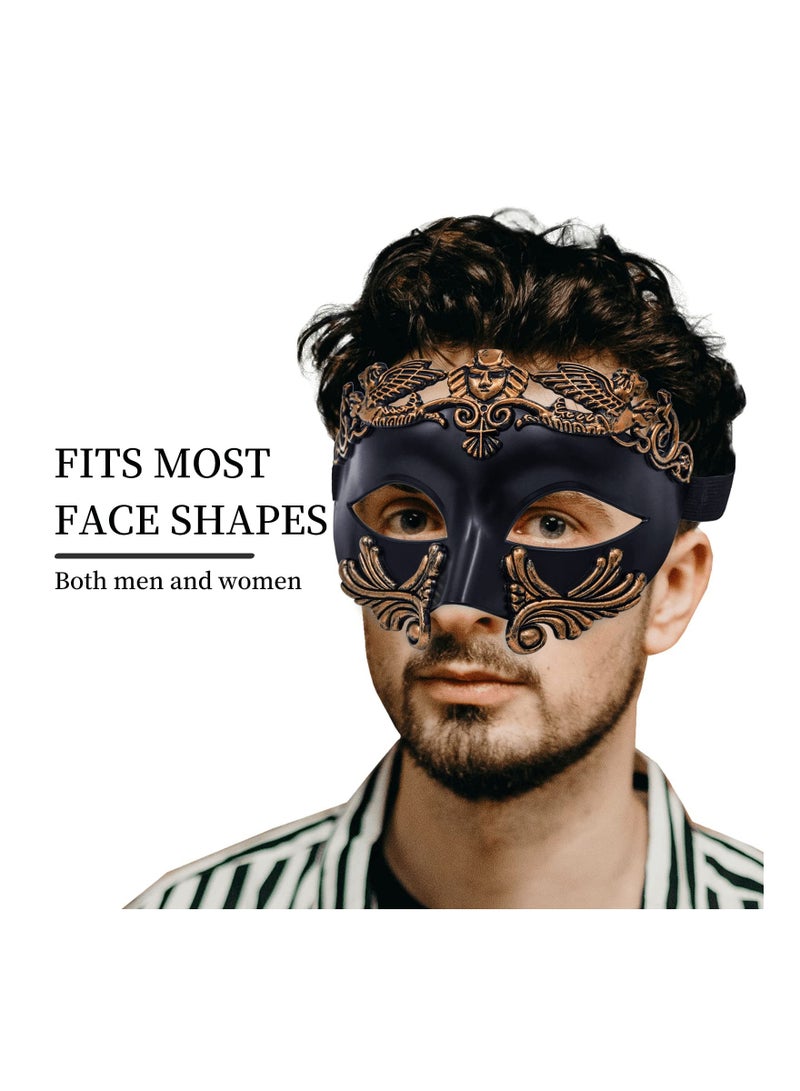 Masquerade Mask for Men - Roman Greek Venetian Half Face Mask, Mascarade Ball Mardi Gras and Cosplay Party (Black Gold) - Image 4