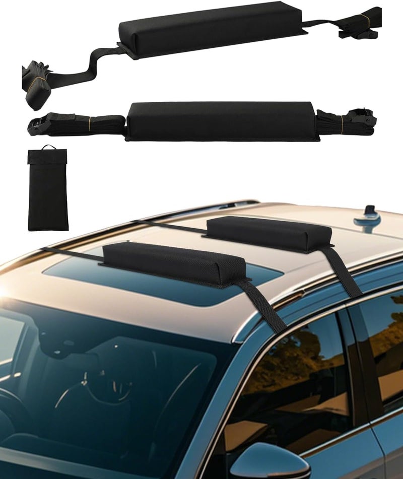 VEVOR Soft Roof Rack Pads, 15.5-Inch Universal Car Roof Rack Pads, 176LBS Loading Capacity Luggage Kayak Carrier with Portable Storage Bag for SUP Canoe Snowboard Paddle Board Surfboard Advanced minimal build - Image 1