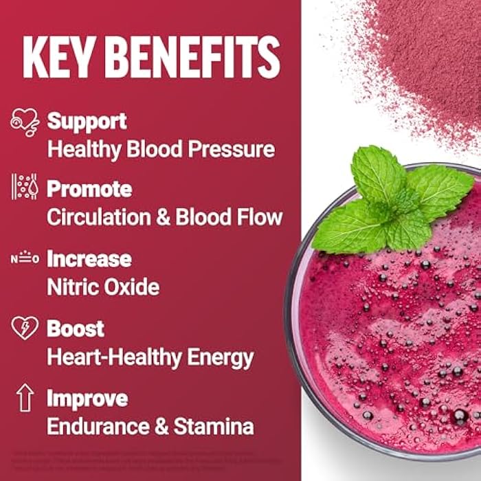 Force Factor Total Beets Drink Mix Superfood Powder with Nitrates to Support Circulation, Blood Flow, Nitric Oxide, Energy, Endurance, and Stamina, Cardiovascular Heart Health Supplement, 30 Servings - Image 2