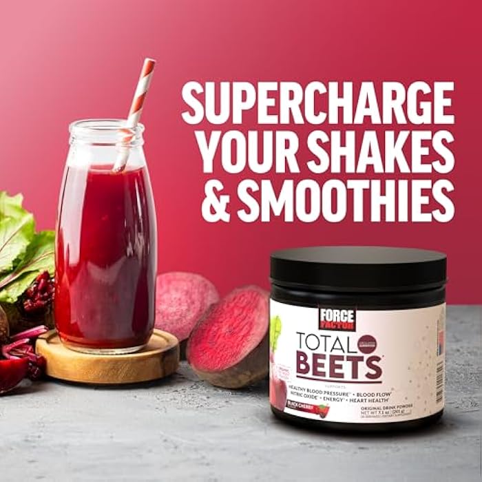 Force Factor Total Beets Drink Mix Superfood Powder with Nitrates to Support Circulation, Blood Flow, Nitric Oxide, Energy, Endurance, and Stamina, Cardiovascular Heart Health Supplement, 30 Servings - Image 5