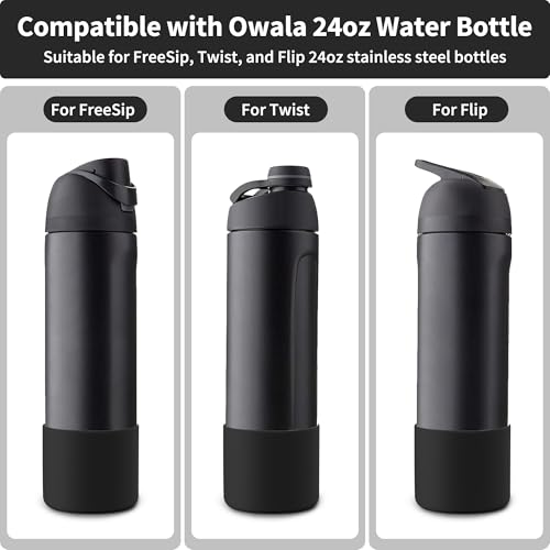 Diumepo Silicone Boot for Owala 24 oz Water Bottle, Anti-Slip Protective Sleeve for Owala Twist & FreeSip & Flip Stainless Steel Water Bottle, Boot Bottom Base for Owala (Black) - Image 2