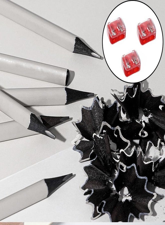 Ainiveiya 12 Pcs Eyeliner Sharpener, Double Hole Sharpeners for Eyebrow Pencil, Eyeliner, Lip Liner - Red Handheld Sharpeners with Removable Cover - Image 3