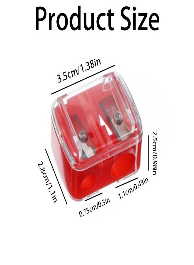 Ainiveiya 12 Pcs Eyeliner Sharpener, Double Hole Sharpeners for Eyebrow Pencil, Eyeliner, Lip Liner - Red Handheld Sharpeners with Removable Cover - Image 2