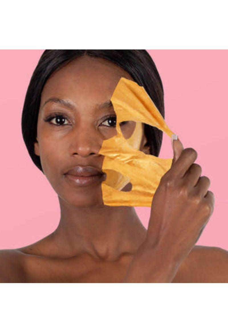 سكين ريبابلك قناع تقشير الذهب عيار 24 قيراطًا (30 قناعًا) - قناع وجه مضاد للشيخوخة مع الشاي الأخضر والرمان وأحماض الفاكهة - يقشر البشرة ويقلل من الخطوط الدقيقة والتجاعيد ويفتحها ويستعيد نضارتها ويحميها - Image 4