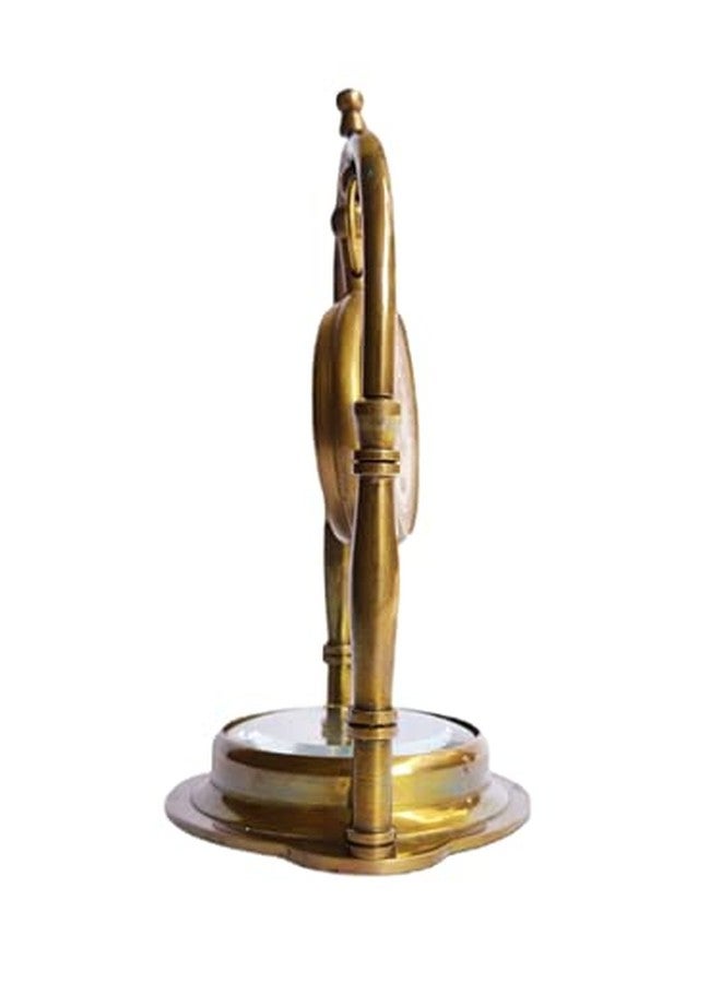 Ridhi Home Décor-Brass Desk Clock with Compass with Antique Victoria London Pocket Watch - Image 4