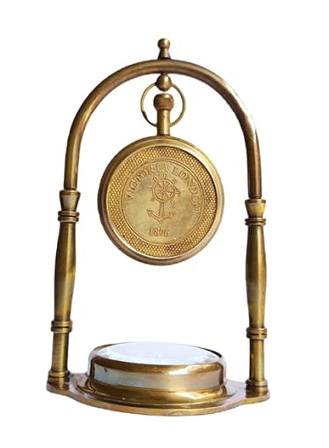 Ridhi Home Décor-Brass Desk Clock with Compass with Antique Victoria London Pocket Watch - Image 5
