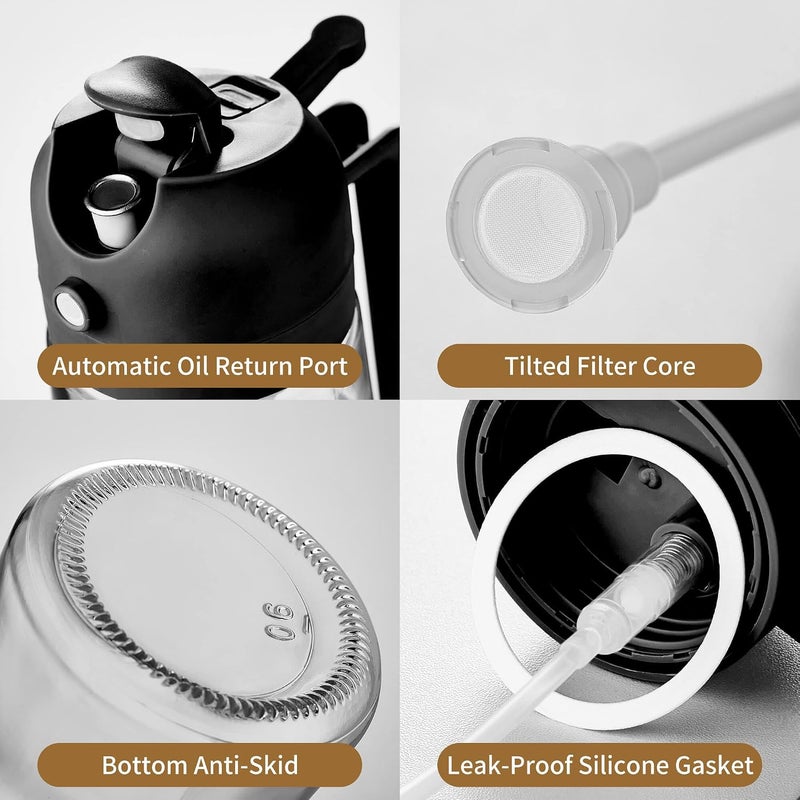 Unbreakable Oil Sprayer for Cooking - 16 OZ Dishwasher-Safe Oil Dispenser Bottle, 2-in-1 Spray & Pour for Olive Oil, Avocado Oil, Vinegar, Soy Sauce, Easy Clean with Removable Lid(Black) - Image 2