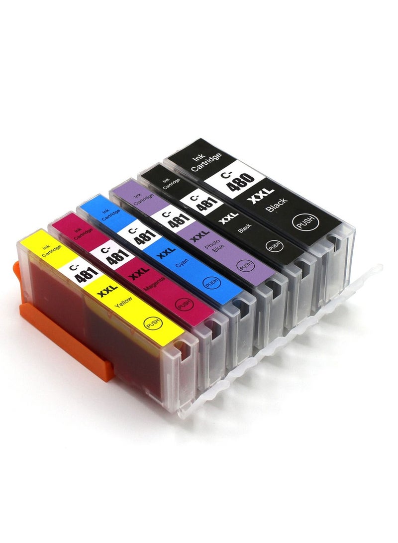 NexNova PGI 480 XXL CLI 481 XXL Compatible Ink Cartridge for Canon Black x 2 Photo Black Cyan Magenta Yellow 6-packs set for Pixma TS704/TR7540/TR8540/TS6140/TS8140/TS9140/TS9540/TS9541C - Image 1