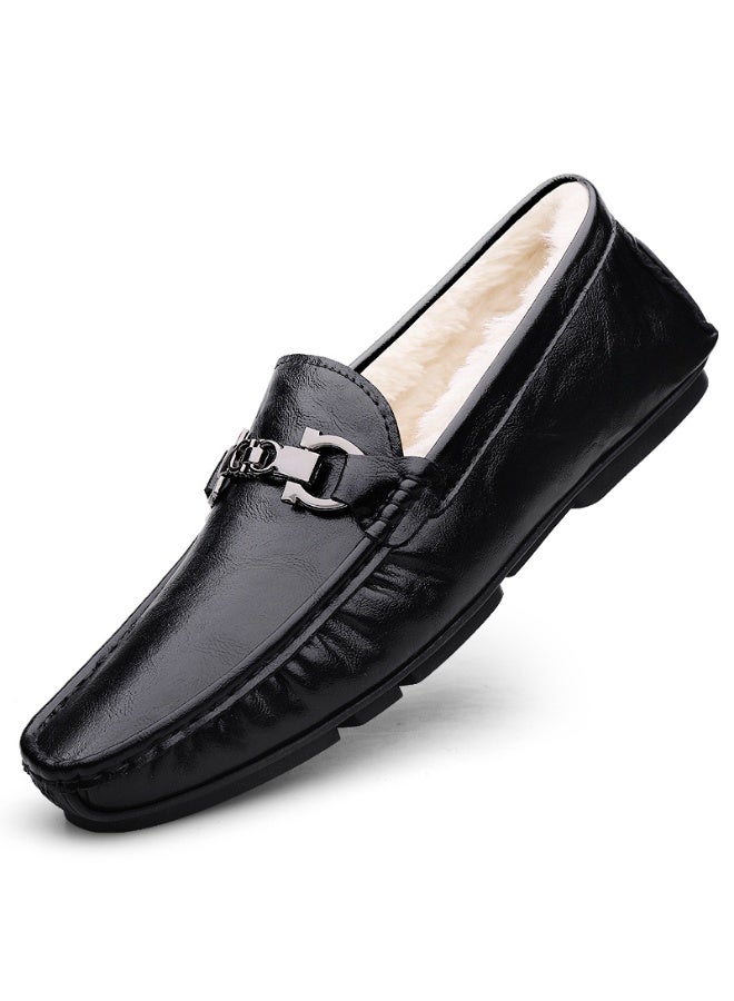 Men's Warm Fuzzy Furry Loafers Soft Moccasin Indoor Outdoor House Loafers Non-slip Winter Comfortable Driving Shoes - Image 1