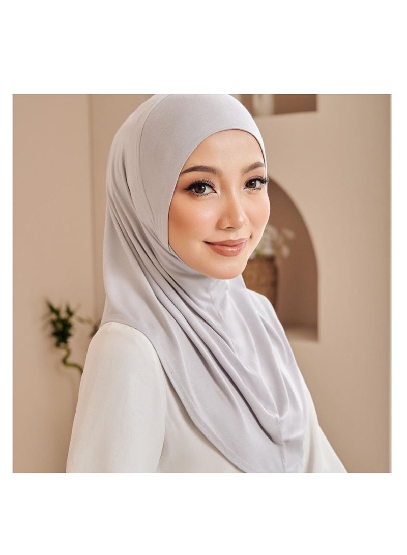 نوفولان حجاب عربي نسائي بحواف دائرية، وشاح حجاب مزدوج الطبقات عالي المرونة، مقاس كبير 80 سم، ملمس حريري ناعم، أوشحة وأغطية نسائية أنيقة ومتعددة الاستخدامات (رمادي) - Image 1