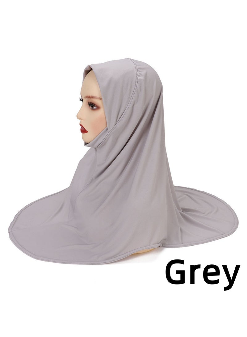 نوفولان حجاب عربي نسائي بحواف دائرية، وشاح حجاب مزدوج الطبقات عالي المرونة، مقاس كبير 80 سم، ملمس حريري ناعم، أوشحة وأغطية نسائية أنيقة ومتعددة الاستخدامات (رمادي) - Image 2