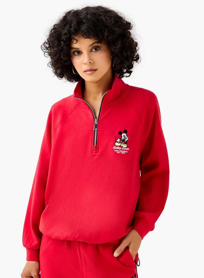 SP Characters Sweatshirt with Mickey Mouse Embroidery Cotton
