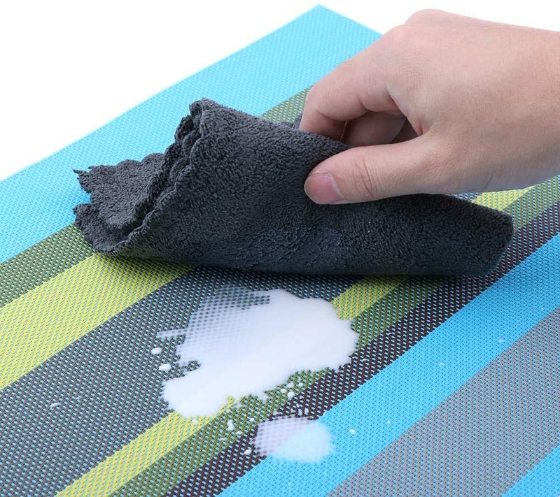 pepplo® Placemats Set of 6 for Dining Table Heat-Resistant Washable Place Mats Woven Vinyl Kitchen Table Mats Easy to Clean, Multicolor-Bluegreen (PLC09C6) - Image 2