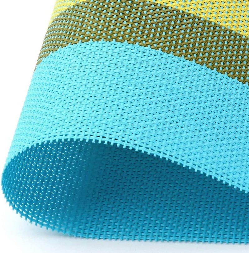 pepplo® Placemats Set of 6 for Dining Table Heat-Resistant Washable Place Mats Woven Vinyl Kitchen Table Mats Easy to Clean, Multicolor-Bluegreen (PLC09C6) - Image 4