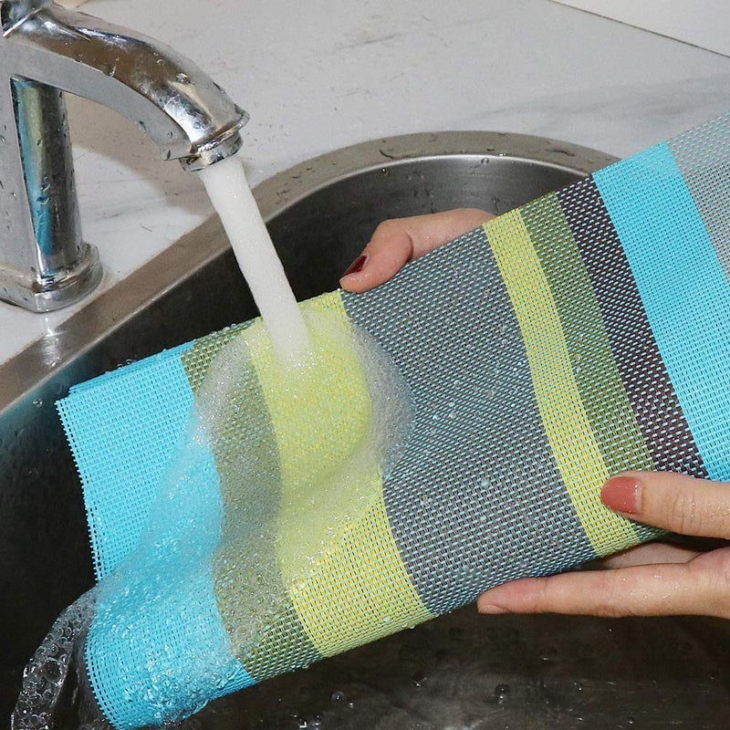 pepplo® Placemats Set of 6 for Dining Table Heat-Resistant Washable Place Mats Woven Vinyl Kitchen Table Mats Easy to Clean, Multicolor-Bluegreen (PLC09C6) - Image 3