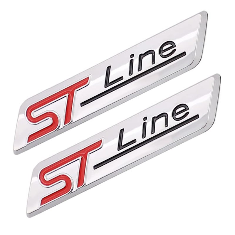 2 Pcs ST Line Emblem 3D Metal Badge Car Hood Truck Door Side Rear Trunk Emblem Sticker Decals for Universal 2019 Ecosport 20092015