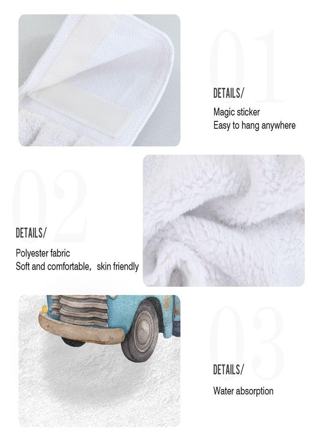 Boccsty Sunflower Blue Truck Fingertip Bath Towels 2 Pcs Hanging Kitchen Hand Towel Absorbent Dish Cloths for Bathroom Farmhouse Tabletop Home Decor - Image 5