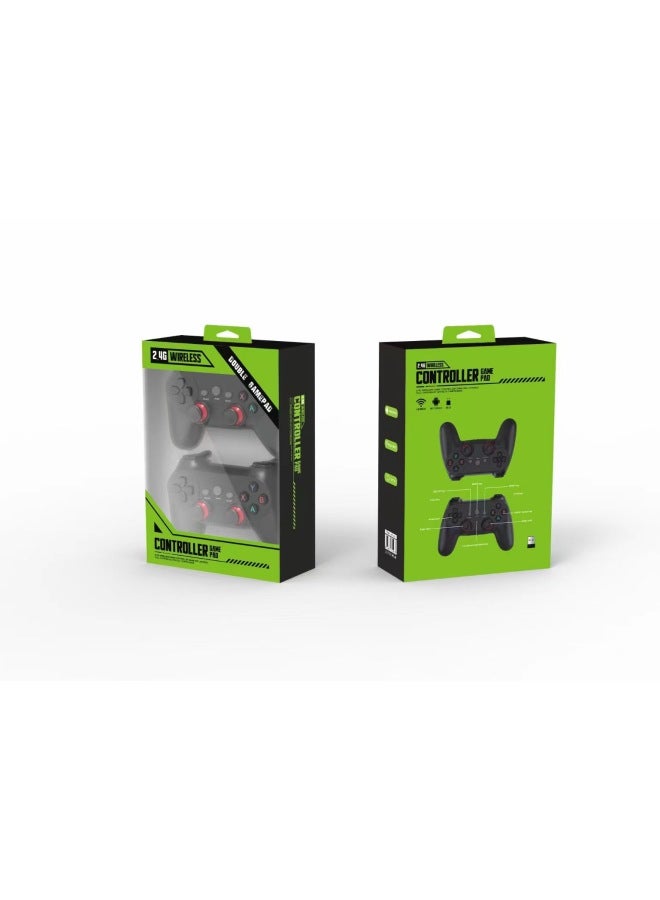 2.4G Doubles Wireless Game Handle Compatible With Pc/Android/Game Box One Drag Two 2.4g Wireless Handle-Product Color:Black-(including Packaging)