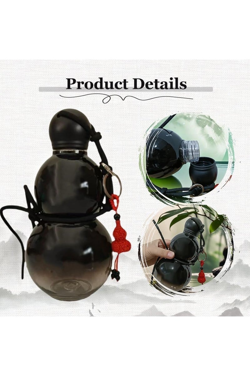 CMGTYYD Gourd Water Bottle, Sports Water Bottle, Double Layer Leak Proof Bottle, Perfect Travel Companion for Kids, Gym, Running, Travel Drinking (Black) - Image 4