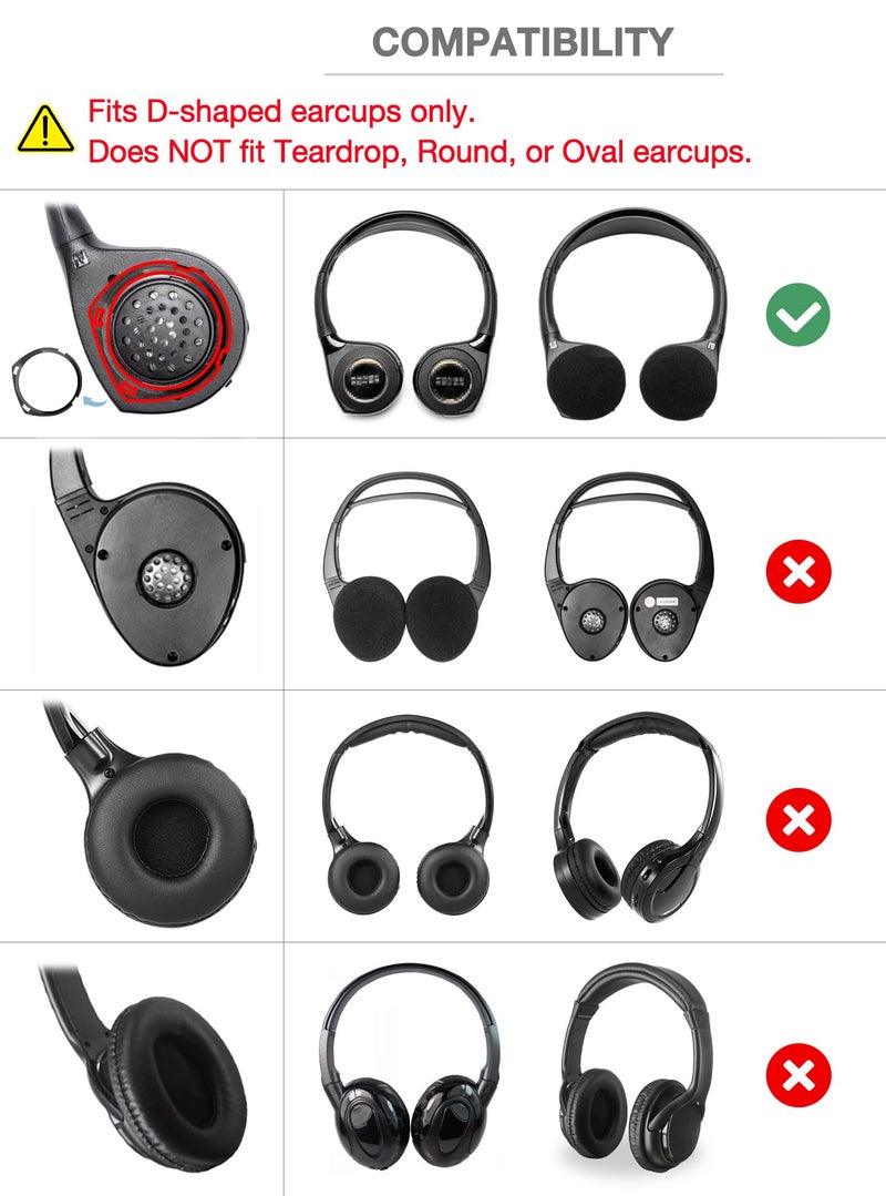 Voarmaks Ear Pads Soft Protein Leather Compatible with GMC Yukon Denali,GM Yukon,2017-2022 Chevrolet/Chevy Suburban Tahoe,Ford Digital Audio Headphone Entertainment DVD Systems Headset Cushion EarPads - Image 2