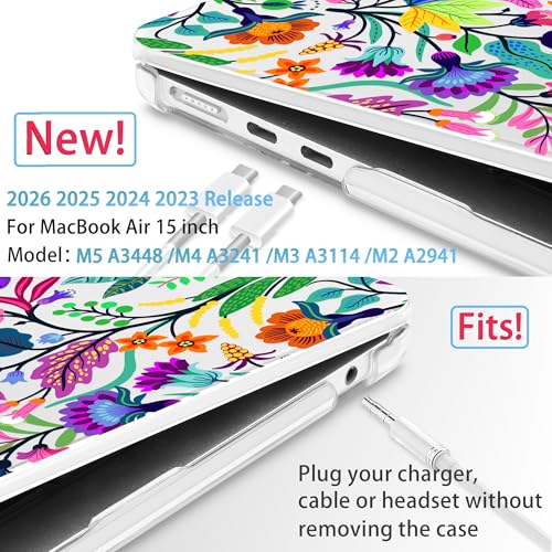 Mektron for 2026202520242023 MacBook Air 15 INCH M5 A3448 M4 A3241 M3 A3114 M2 A2941 Case Printed Plastic Hard Shell Cover with 153 Liquid Retina Display Touch ID BrightColoured Flowers - Image 3