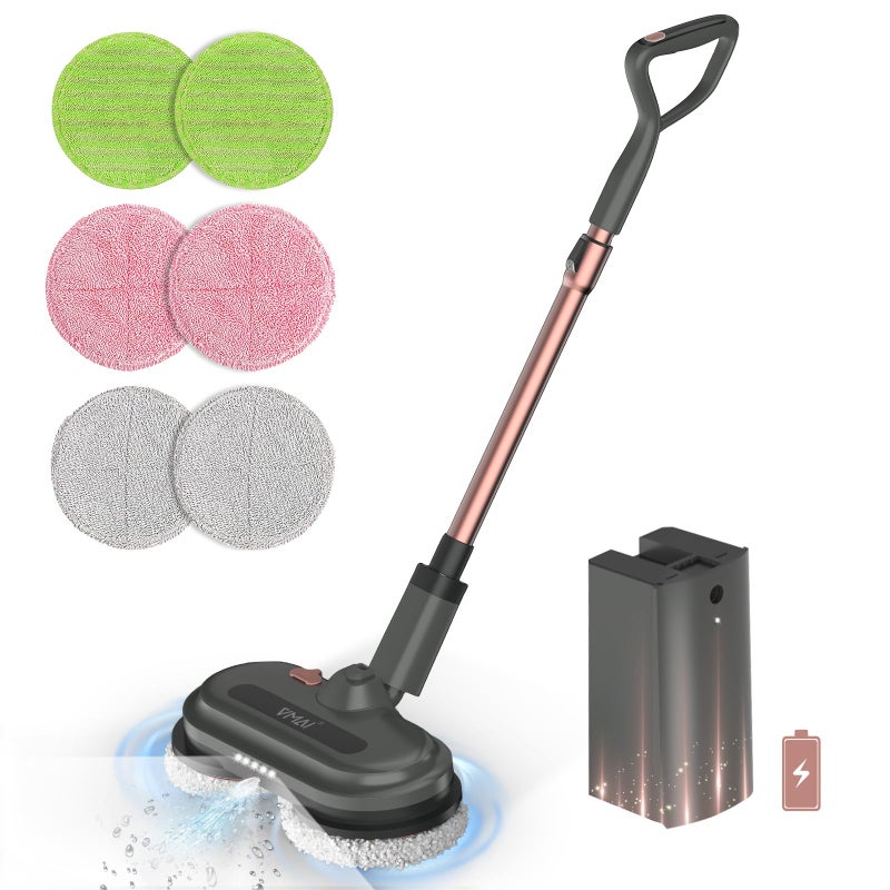 VMAI Cordless Electric Mop Electric Mops for Floor Cleaning Spin Mop with LED Headlight Water Spray Cordless Mop Up to 60 mins Detachable Battery Floor Scrubber for Hardwood Floors