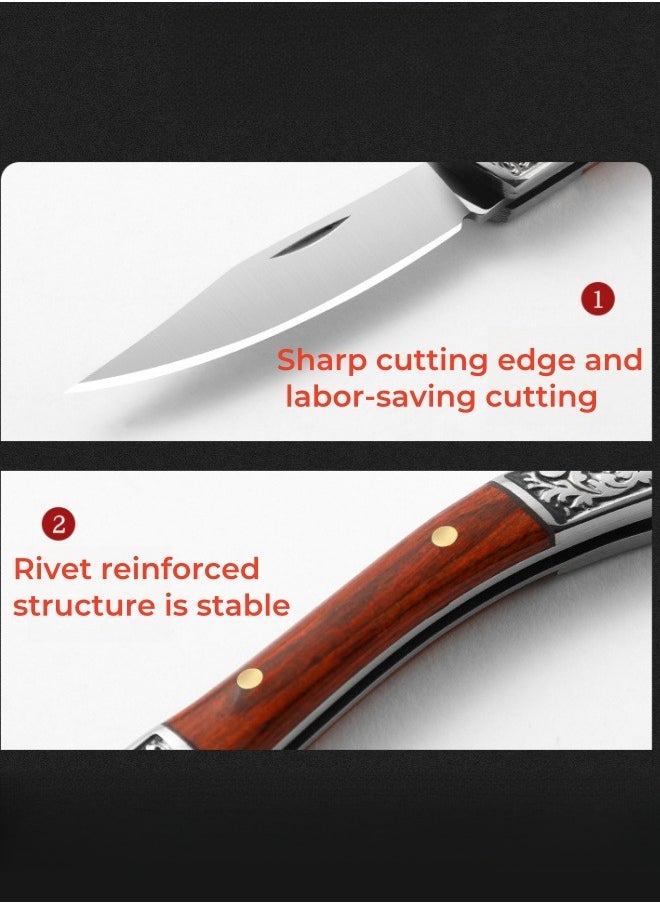 Browning - Stainless Steel Folding Knife Key Chain Pocket Knife Outdoor Color Wooden Handle Pocket Knife - Black Handle - Image 1