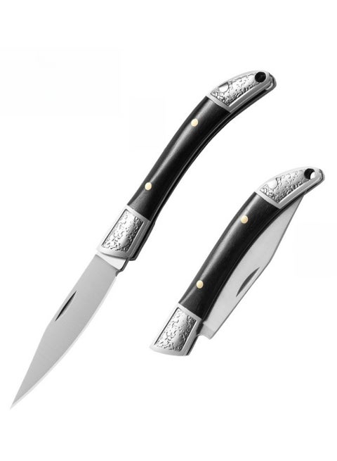 Stainless Steel Folding Knife Key Chain Pocket Knife Outdoor Color Wooden Handle Pocket Knife - Black Handle