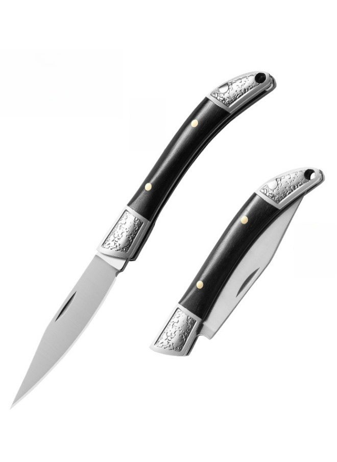 Browning - Stainless Steel Folding Knife Key Chain Pocket Knife Outdoor Color Wooden Handle Pocket Knife - Black Handle - Image 1