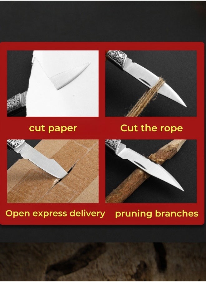 Browning - Stainless Steel Folding Knife Key Chain Pocket Knife Outdoor Color Wooden Handle Pocket Knife - Black Handle - Image 1
