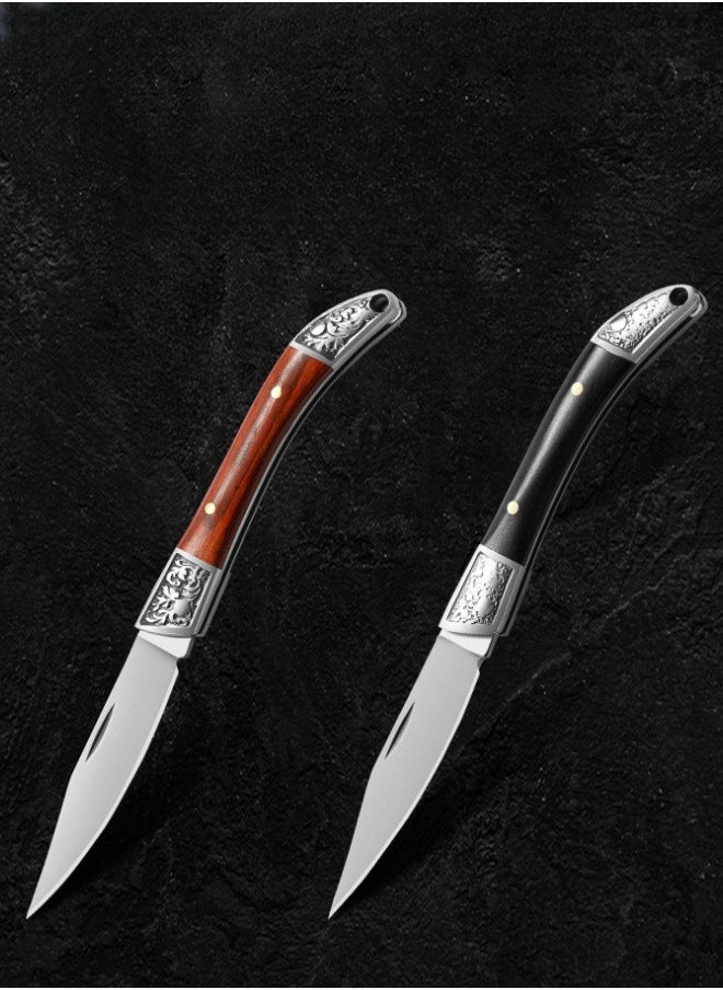 Browning - Stainless Steel Folding Knife Key Chain Pocket Knife Outdoor Color Wooden Handle Pocket Knife - Black Handle - Image 1