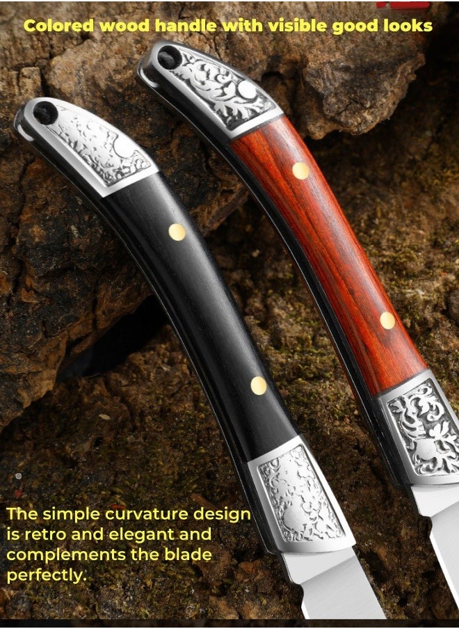 Browning - Stainless Steel Folding Knife Key Chain Pocket Knife Outdoor Color Wooden Handle Pocket Knife - Black Handle - Image 1