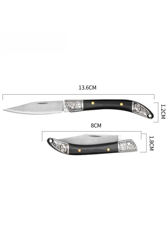 Browning - Stainless Steel Folding Knife Key Chain Pocket Knife Outdoor Color Wooden Handle Pocket Knife - Black Handle - Image 1