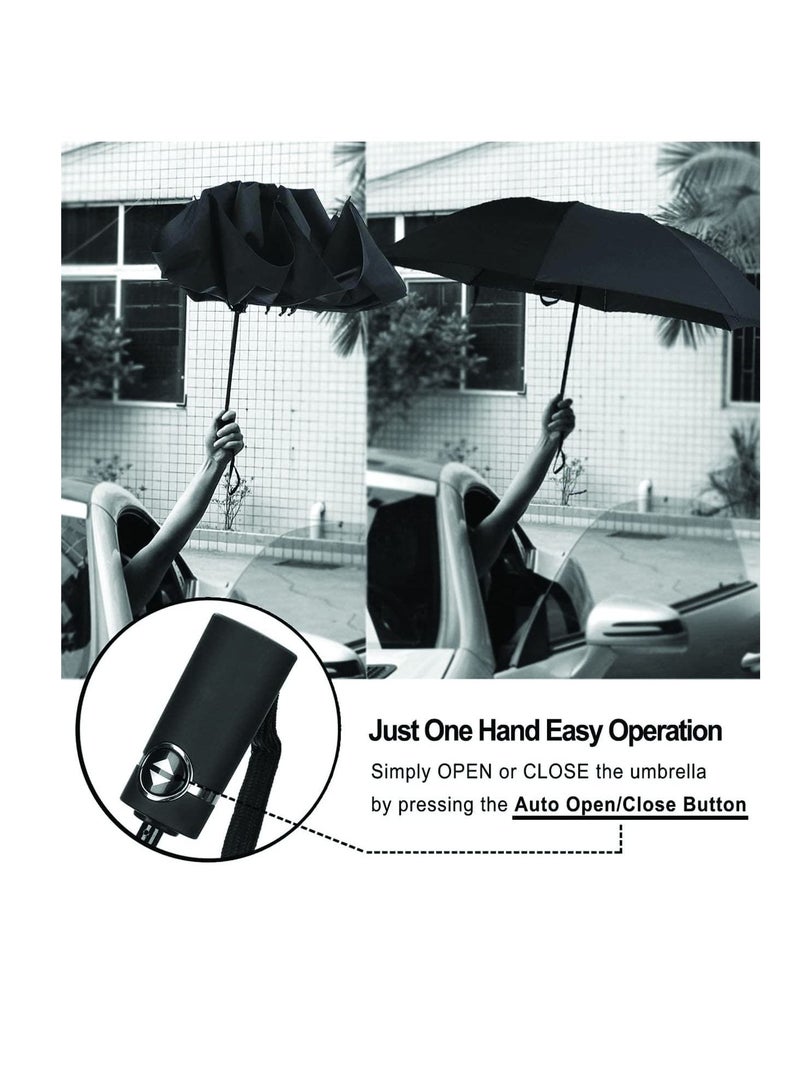 Excefore مظلة - مظلة للرجال، مظلات مطر كبيرة الحجم للرجال، مظلة مقاومة للرياح كبيرة للرجال والنساء والأطفال والفتيات والأولاد، مع فتح وإغلاق تلقائي - Image 1