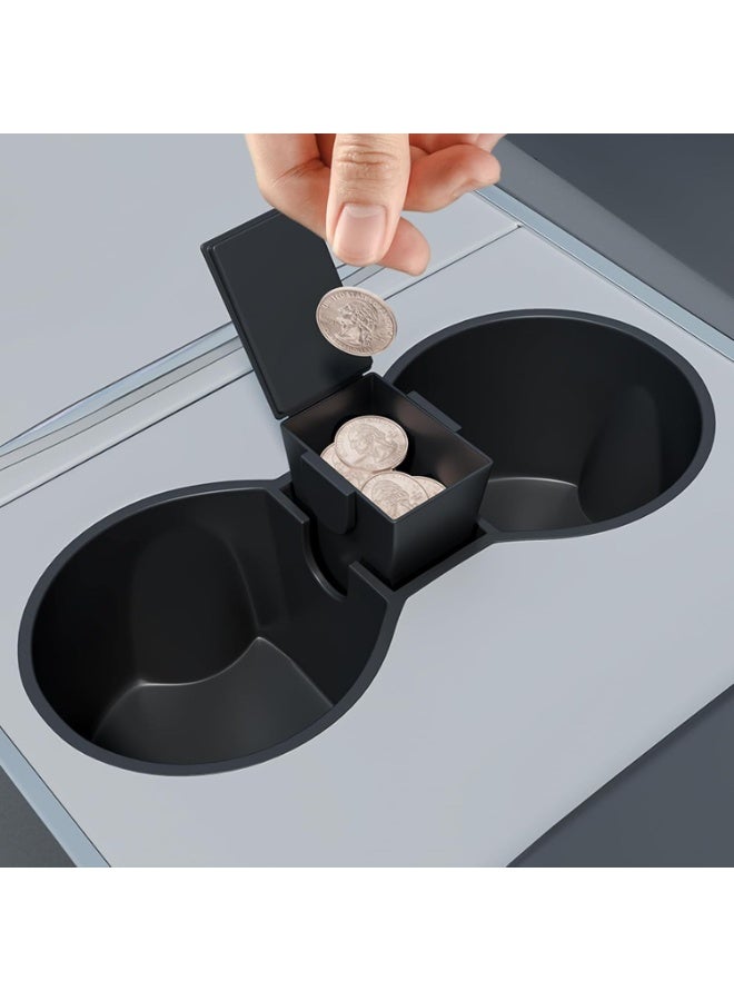 إدخال حامل الأكواب لتسلا موديل Y و 3 - تركيب سلس، تصميم 2 في 1، أسود - Image 1